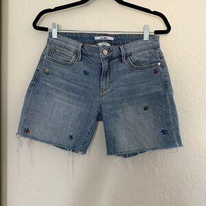 Sam Edelman The Derby Bermuda Short 26 Embroidered Color Floral Raw Hem Preppy